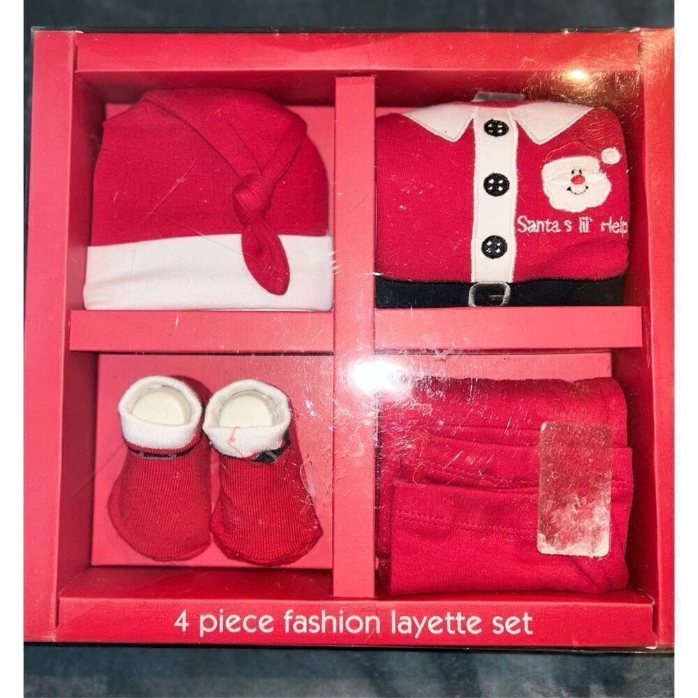 First Impressions 4 pc Christmas layette set size 0-6mos